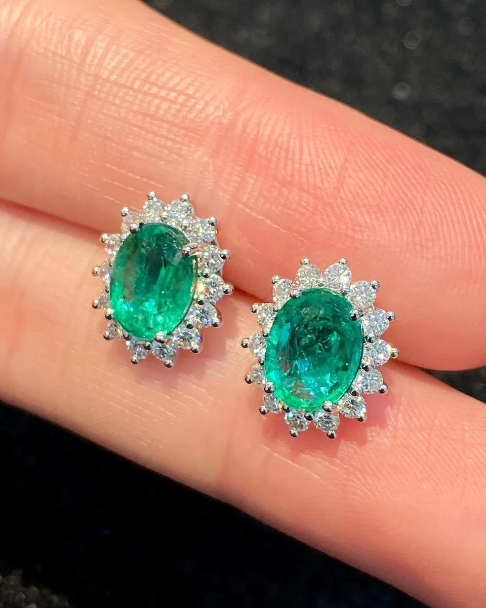 Emerald Halo Earrings