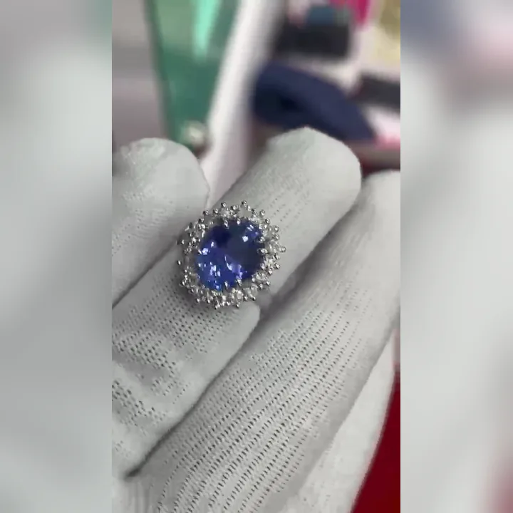 Blue Sapphire Halo Ring